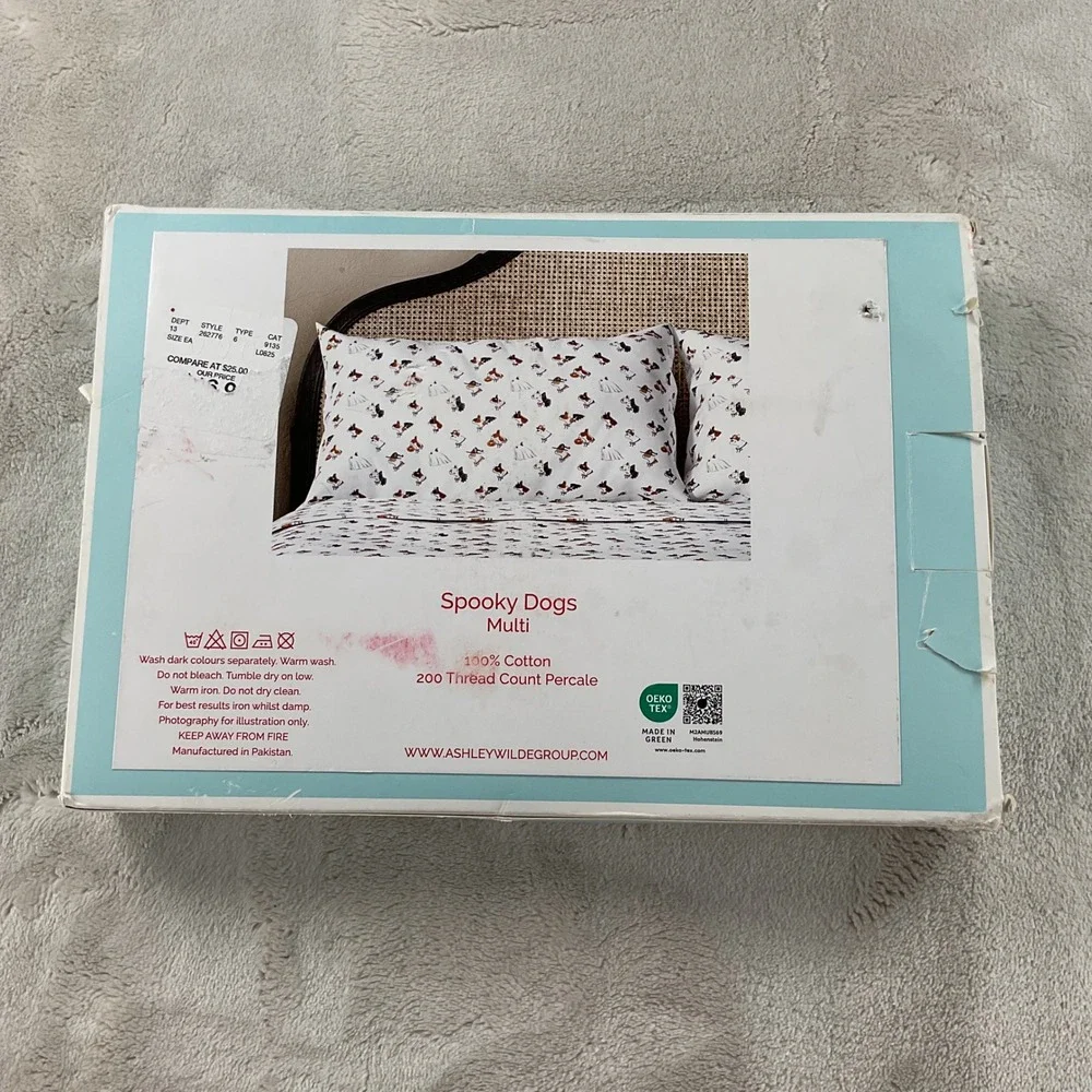 Cath Kidston Spooky Dogs Standard Pillowcase Pair 100% Cotton Halloween Frenchie
